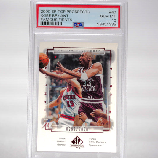 2000 SP Top Prospect Kobe Bryant Famous First 297 3000 PSA 10