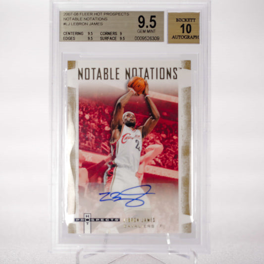 2007-2008 Fleer Hot Prospects Lebron James Notable Notation AUTO 10 Beckett 9.5