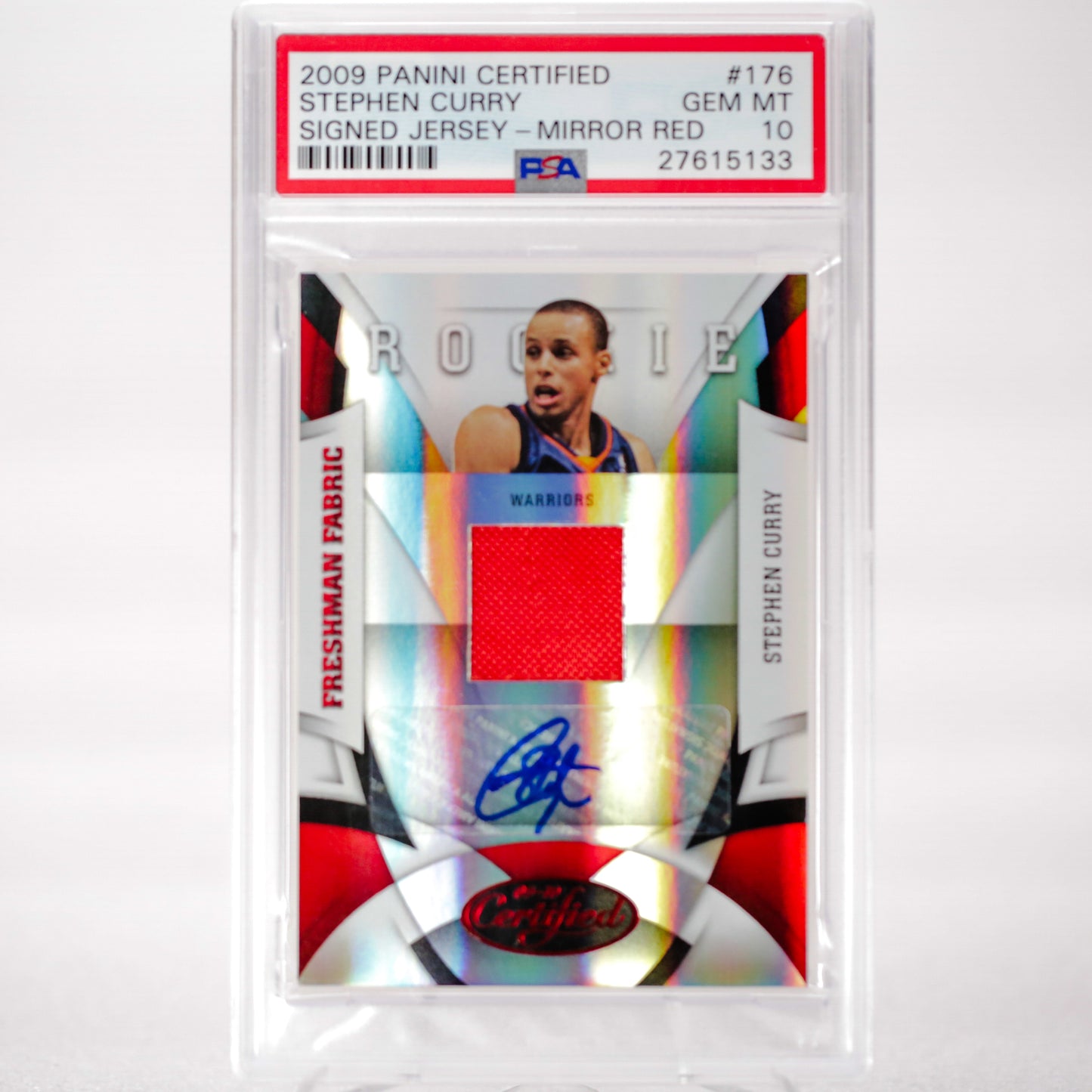 2009 Panini Certified Stephen Curry Signed Jersey Mirror Red PSA 10