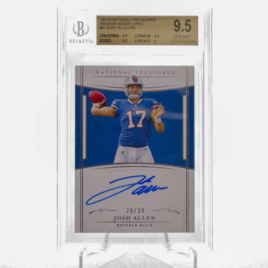 2018 Panini National Treasures Rookie Signatures #4 Josh Allen 29_99 Beckett 9.5