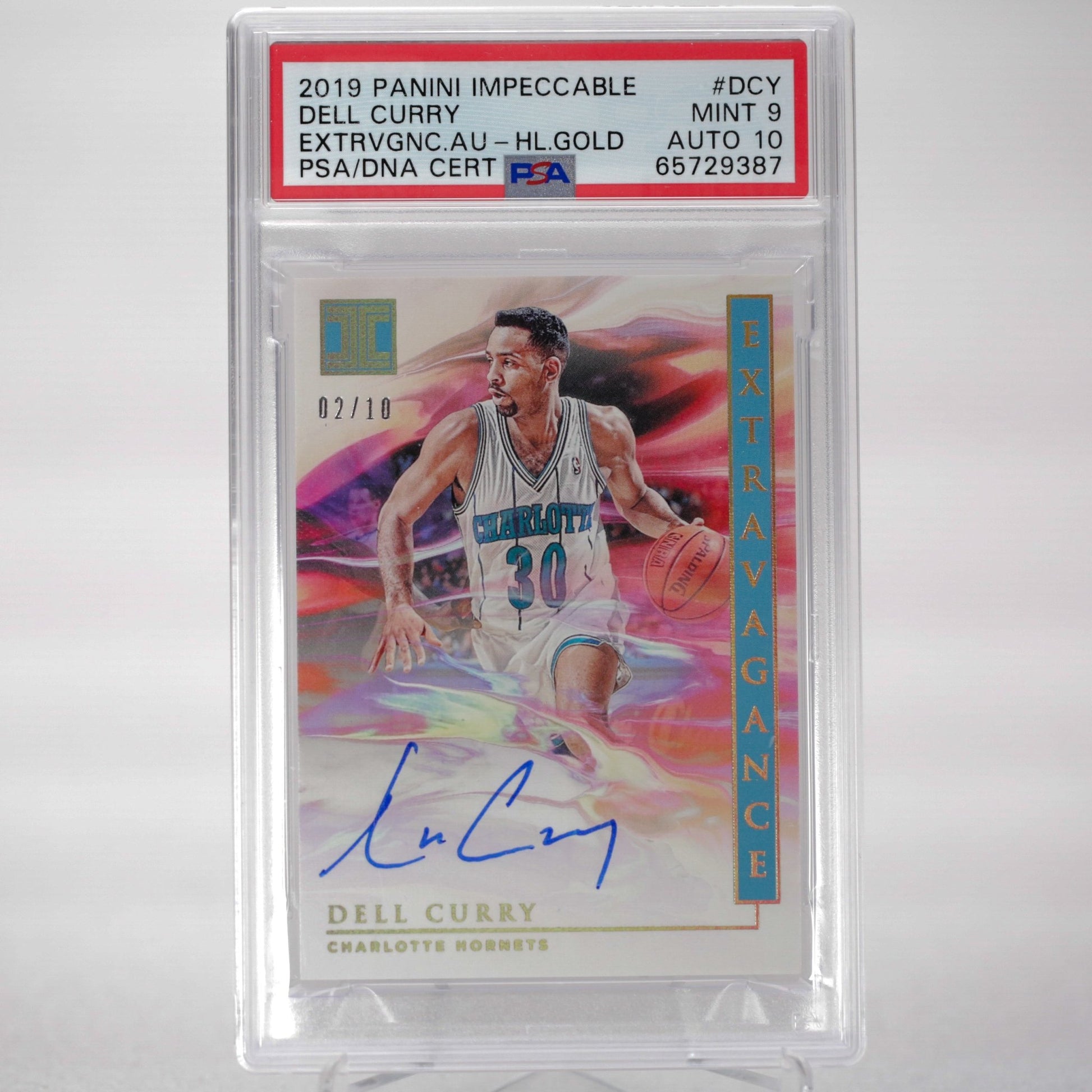 2019 Panini Impeccable Dell Curry Extravagance AUTO Gold 2_10 AUTO 10 PSA 9 - Rad Culture Collective