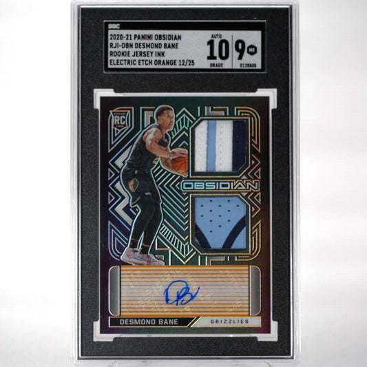 2020 - 2021 Panini Obsidian Desmond Bane Rookie Jersey Ink Electric Etch Orange 12 25 AUTO 10 SGC 9 - Rad Culture Collective
