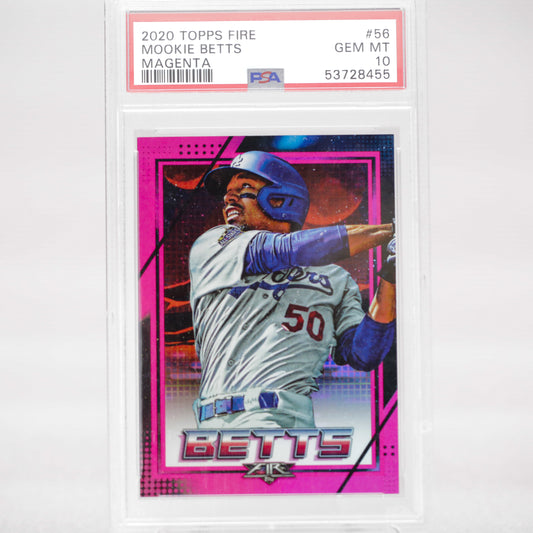 2020 Topps Fire Mookie Betts Agenta PSA 10