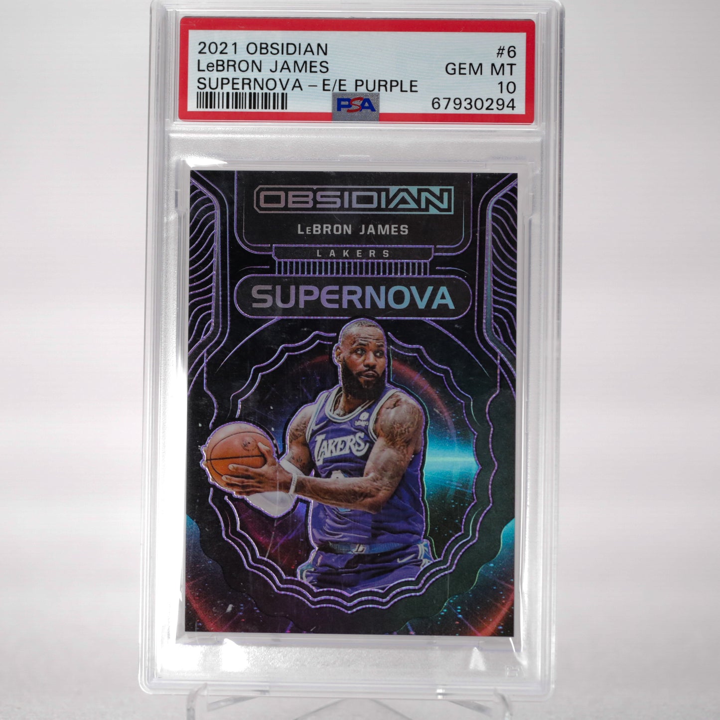 2021 Panini Obsidian LeBron James Supernova E E Purple PSA 10