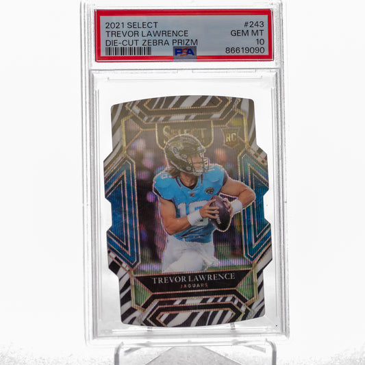 2021 Panini Select Trevor Lawrence Dye-cut Zebra Prizm PSA 10