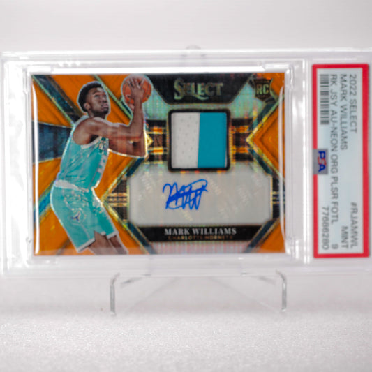 2022 Panini Select Mark Williams RC Jersey AUTO Neon PSA 9 - Signed