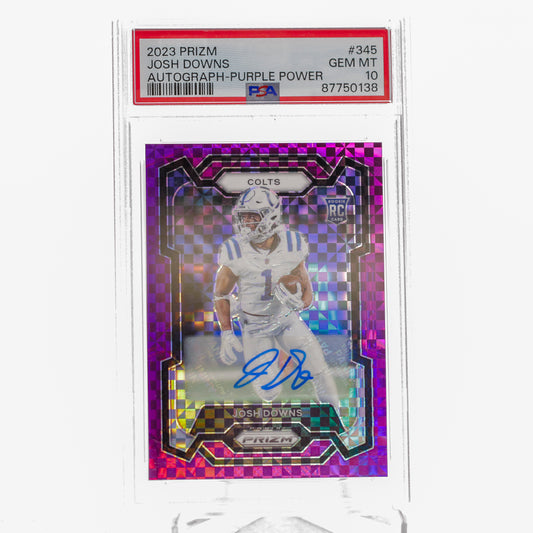 2023 Panini Prizm Josh Downs RC AUTO Purple Power PSA 10