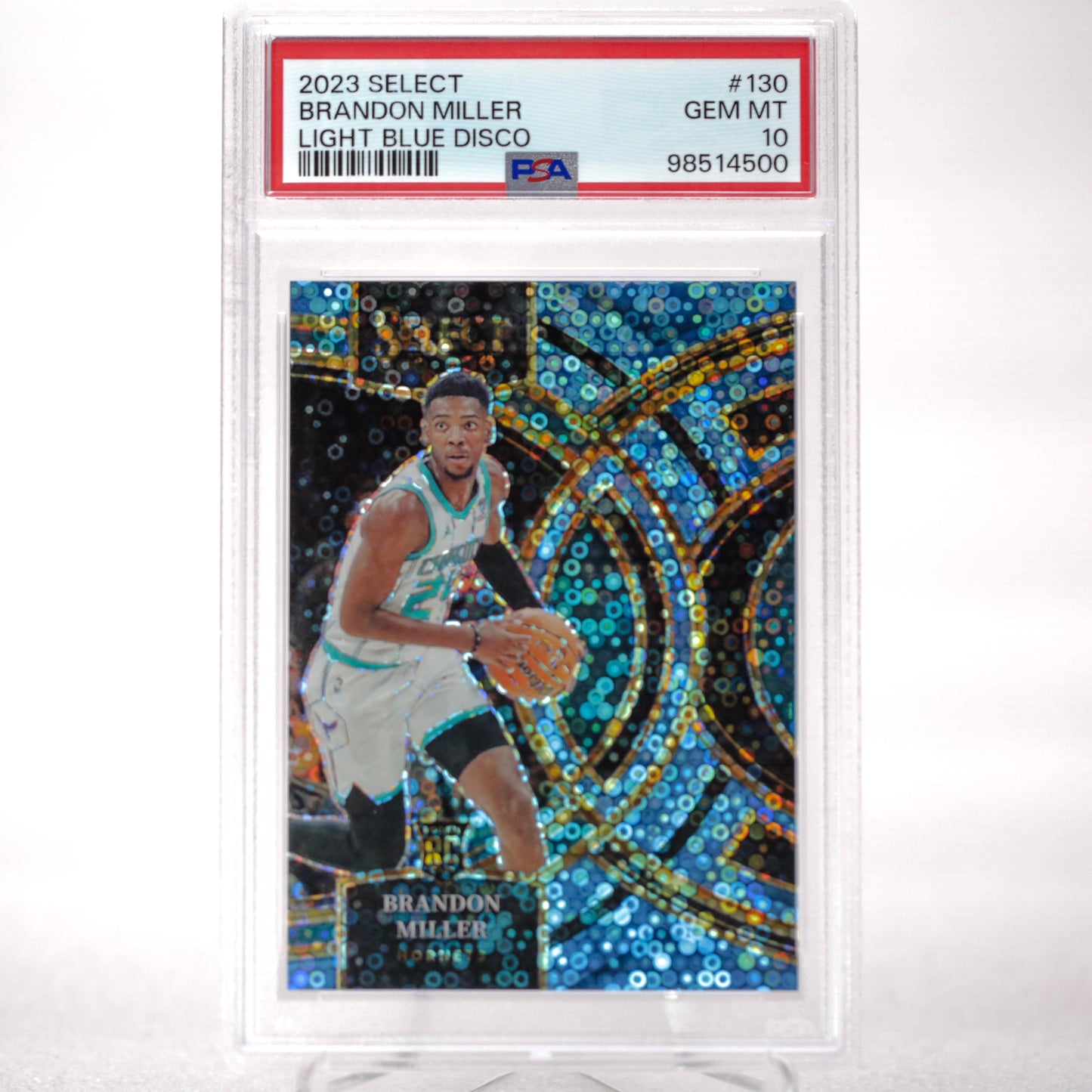 2023 Panini Select Brandon Miller RC  Light Blue Disco PSA 10