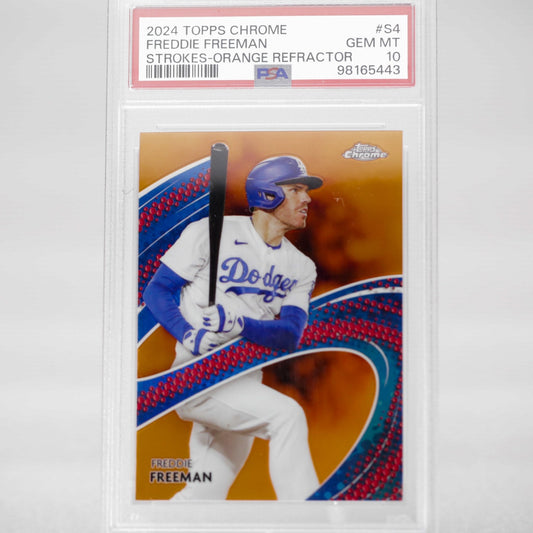 2024 Topps Chrome Freddie Freeman Strokes Orange Refractor PSA 10 - Rad Culture Collective