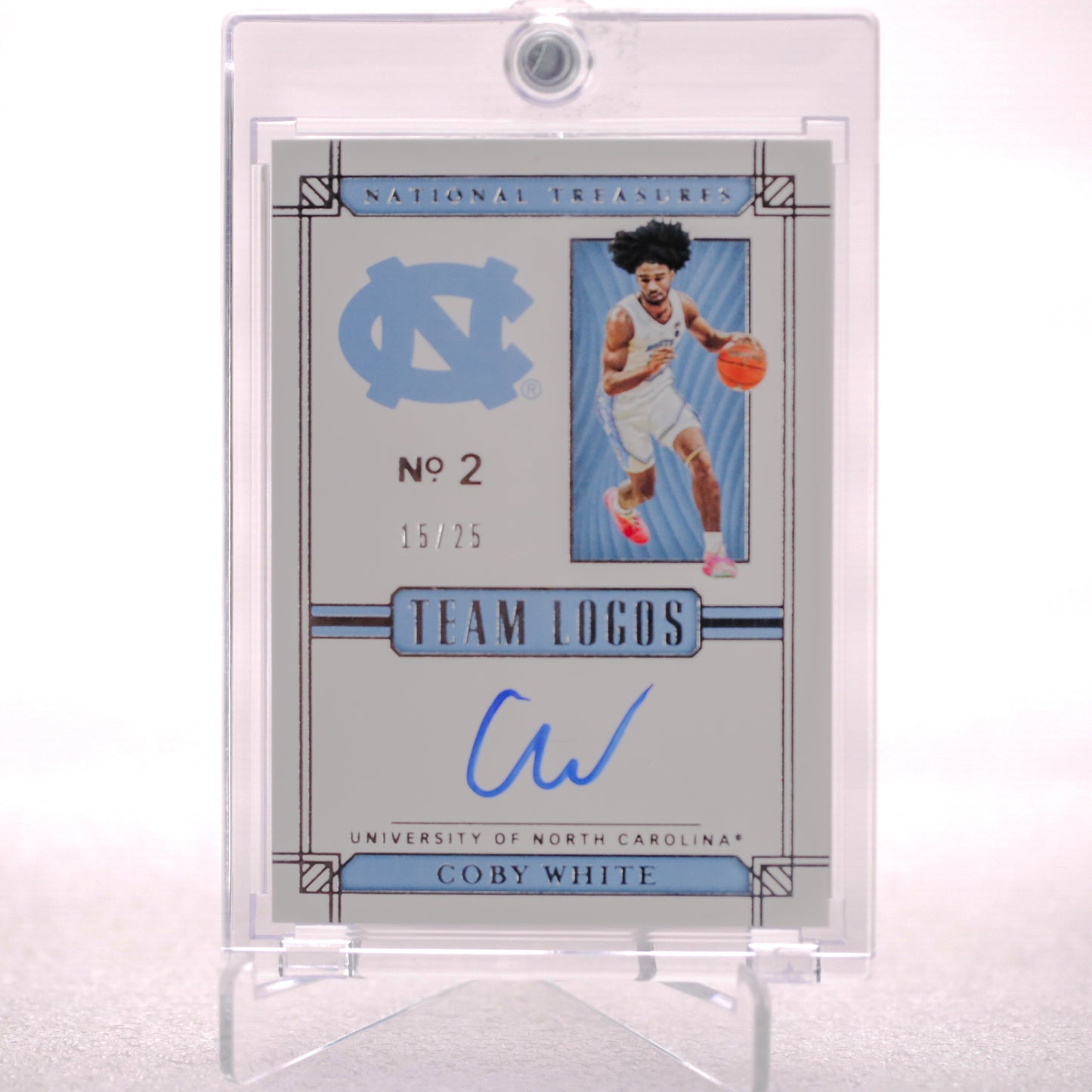 Panini National Treasure Coby White Team Logo AUTO 15 25 - Signed