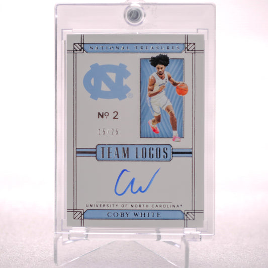 Panini National Treasure Coby White Team Logo AUTO 15 25 - Signed